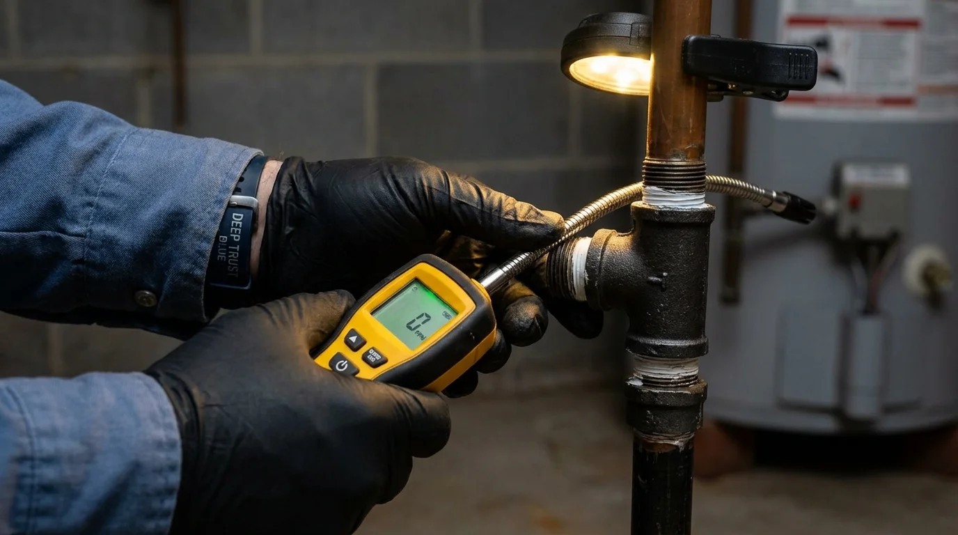 Gas leak detection with electronic sniffer by Johns Plumbing LLC in Stow
